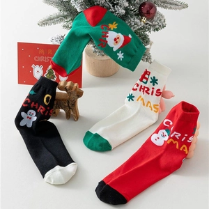 Coffret de chaussettes de Noël en coton avec motifs mignons de Père Noël et bonhomme de neige