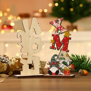 Lettres XMAS en bois avec Père Noël peint pour décoration de table festive de Noël