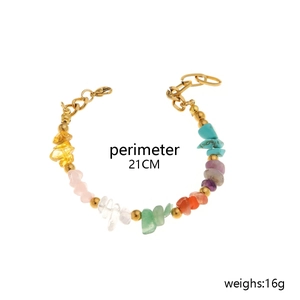 Detail showing colorful irregular stone bracelet with 21cm perimeter and 16g weight
