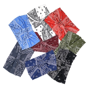 Bohemian paisley elastic wide headbands for women in multiple colors on a white background