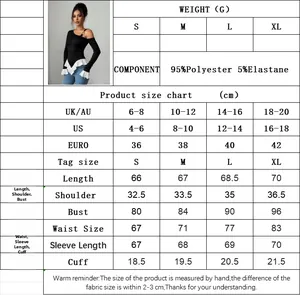 Detaillierte Größentabelle für das schwarze Camisole-Top mit Rüschensaum und Metallring