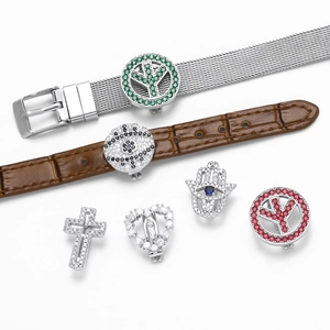 Stainless steel mesh and leather bracelets with Evil Eye and Fatima Hand charms