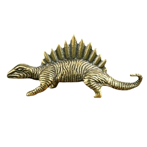 Vintage bronze dinosaur sculpture with back fin for desktop decoration and collectibles