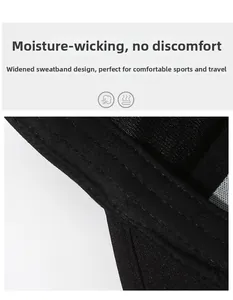 Detail of the widened moisture-wicking sweatband inside a black baseball cap