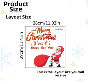 Detail view of Santa Claus Christmas wall sticker with Merry Christmas text, 28x29cm