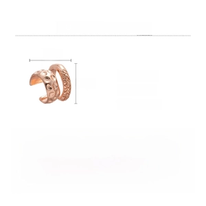Detail view of double-layer rose gold ear cuff with hammered texture and beaded pattern