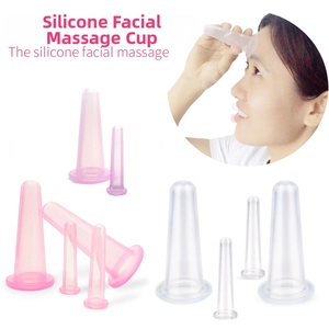 Macro detail of silicone facial cupping massage cups for skin lifting and therapy
