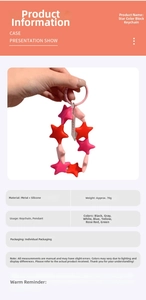 Detail view of silicone star keychain showing colorful star charms and metal ring clasp