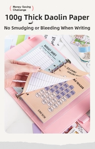 Pink A6 crocodile PU leather budget binder with 100g thick bleed-proof Daolin paper