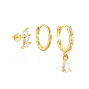 Macro detail of S925 sterling silver stamp on gold plated turquoise earring set