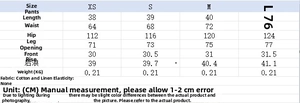 Size chart for linen blend drawstring shorts showing detailed waist and hip measurements