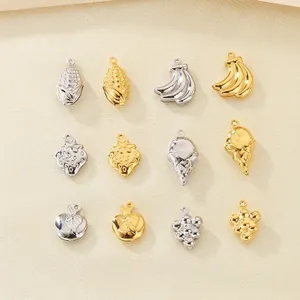 Stainless Steel Fruit Food Charms Pendants For DIY Jewelry Making Corn Strawberry Apple Banana Ice Cream Accessories