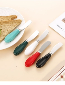 Set di coltelli da burro in acciaio inossidabile con manici in ceramica colorati