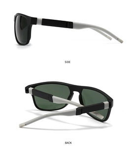 Vista lateral y trasera de las gafas de sol deportivas con patillas bicolores