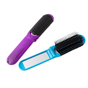 Tragbare 2-in-1 Haarbürste faltbar mit Spiegel und Massageborsten für unterwegs und Reisen
