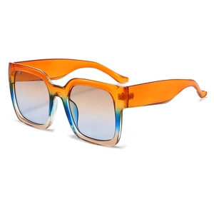 Fashion square oversized sunglasses with translucent orange frame and gradient lenses