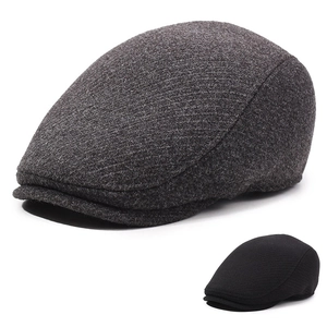 Men Woolen Flat Cap With Foldable Ear Flaps Winter Warm Windproof Adjustable Newsboy Beret Ivy Hat