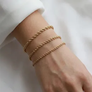 Women Fashion Rope Chain Bracelet Stainless Steel Gold Plated Punk Hip Hop Minimalist Jewelry