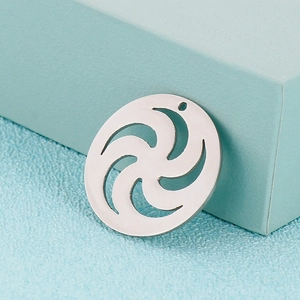 Silver circular hollow spiral pendant with swirl design for DIY jewelry making