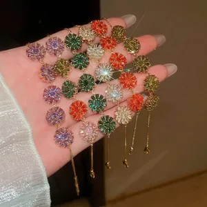 Elegant 18k gold plated flower bracelets with colorful sparkling zircon crystals for women