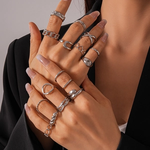 Geometric Irregular Open Rings Minimalist Niche Design Alloy Hand Jewelry For Women