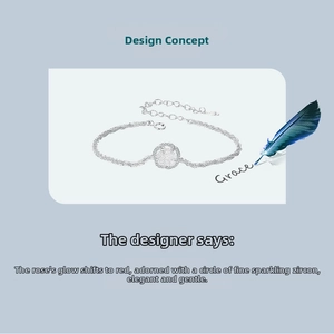 Detailed view of S925 silver rose bracelet showing light-sensitive color changing effect