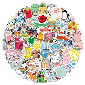 Assorted PVC waterproof VSCO aesthetic stickers for luggage with vibrant cartoon patterns