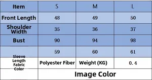Size chart showing measurements for handmade beaded knit cardigan in polyester fabric