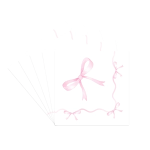 Pink watercolor bow print square paper cards for birthday party table decoration
