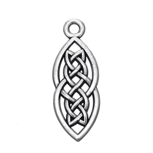 Silver Celtic knot pendant with antique finish and geometric teardrop design for DIY jewelry