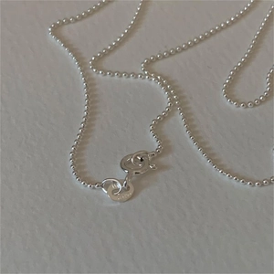 Minimalist 925 sterling silver bead chain necklace with polished lobster clasp detail