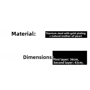 Detailed specifications of double-layered titanium gold necklace with mother of pearl inlay