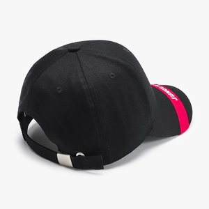 Casquette de baseball en coton noir avec ruban rouge Jungle et boucle en métal