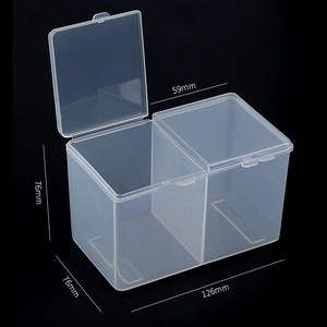 Dual-compartment clear acrylic storage box for nail cotton pads and jewelry tools
