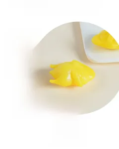 Detailed view of a realistic PVC miniature salted duck model on a small white plate