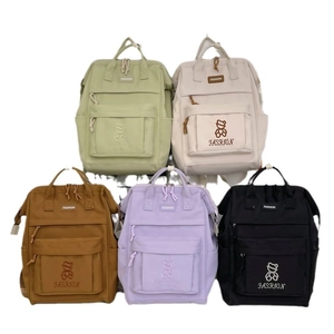 Japanese style large capacity school backpack for girls in five colors with bear motif