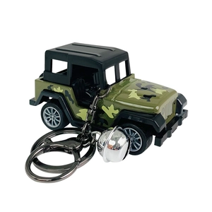 Creative camouflage off-road jeep keychain with metal ring and silver bell accessory