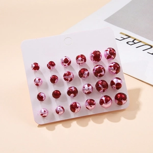 Blood Splatter Faux Artificial Pearl Stud Earrings Horror Halloween Costume Party Jewelry Red Paint Pattern
