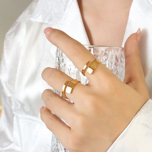 Minimalist geometric 18K gold plated stackable open rings set for women and men