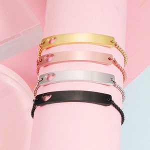 Hollow Heart Curved Bar Bracelet Stainless Steel Adjustable Bolo Box Chain Minimalist Fashion Jewelry For Women