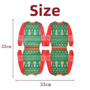 Detailed size chart for 33cm Christmas napkins with red and green snowflake patterns