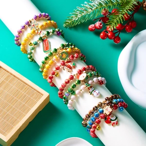 Weihnachten Perlenarmbänder Legierung Anhänger Weihnachtsmann Schneemann Rentier Feiertag Mode Schmuck Für Frauen