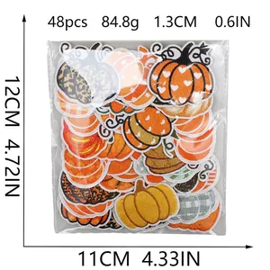 Set of 48 mixed pumpkin embroidery patches with leopard and polka dot patterns