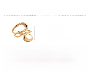 Detailed view of golden irregular geometric cross cuff bracelet with 77g weight info