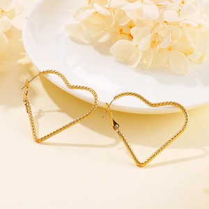 Boucles D'oreilles Créoles En Forme De Cœur En Acier Inoxydable Bijoux De Mode Pour Femmes