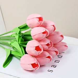 Artificial Tulip Flowers Realistic PU Real Touch Bouquet For Home Decor Wedding Party Photography Props Modern Minimalist