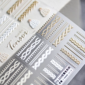 3D embossed nail art stickers with autumn winter knit texture and white cable patterns