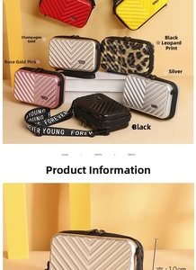 Mini hard shell suitcase crossbody bag with Forever Young strap and 10cm height detail