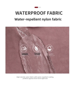 Close-up of high-density nylon fabric showing water-resistant texture on pink crossbody bag