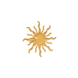 Polished gold plated sunburst stainless steel ring with Greek sun god design